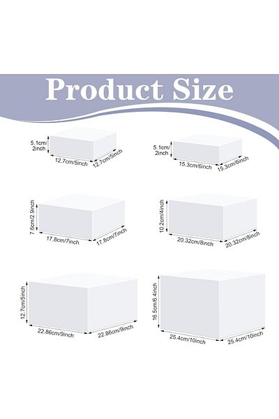 Generic 6 قطع من حاملات الأكريليك للعرض، حامل عرض حلوى على شكل مكعب أبيض من الأكريليك مع قاع مجوف