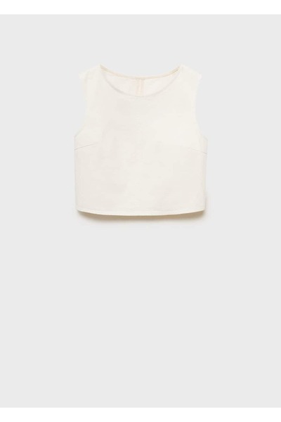 MANGO Woman Tokalı denim crop bluz