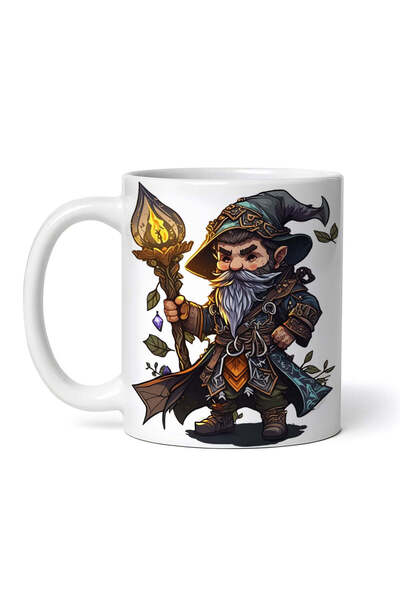 OEM Cană albă personalizată, Pitic Vrăjitor cu lanternă, INOVATIX®. 330ml