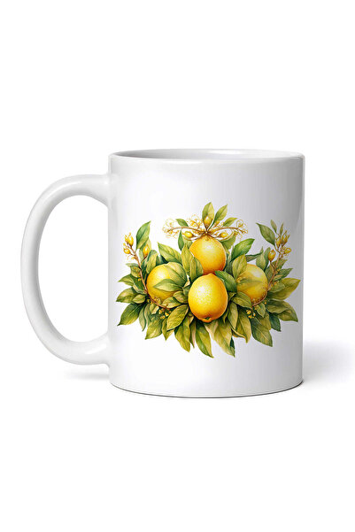 OEM Cană albă personalizată, Lămâi cu frunze, INOVATIX®. 330ml