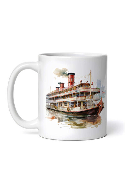 OEM Cană albă personalizată, vapor cu aburi roșu și alb, INOVATIX®. 330ml