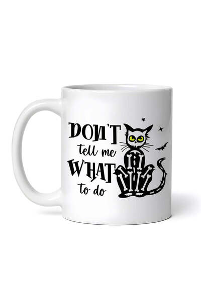 OEM Cană albă personalizată, Pisică schelet Nu-mi spune ce să fac, INOVATIX®....