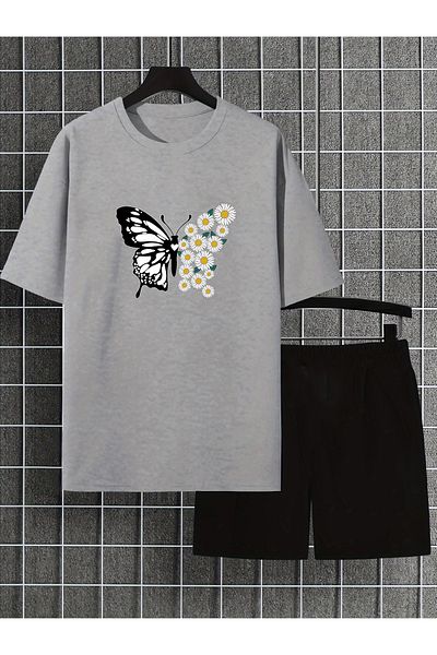 uyguntarz Σετ αθλητικής φόρμας Unisex PAPATYAKELEBEK με εμπριμέ μπλουζάκι