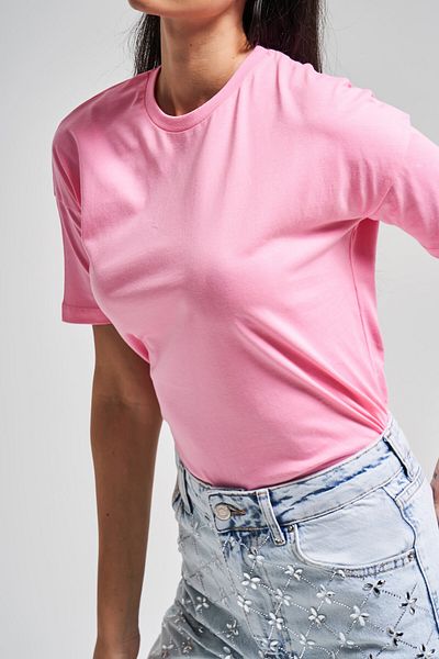 its basic Tricou de bază pentru femei de culoare roz S5-115 cu decolteu