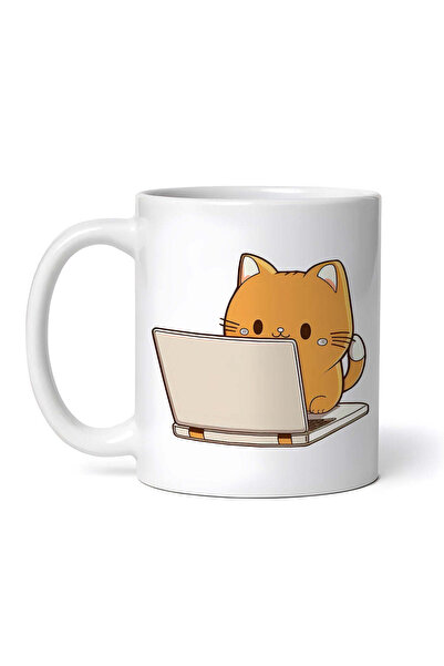 OEM Cană albă personalizată, Pisicuță la birou, INOVATIX®. 330ml