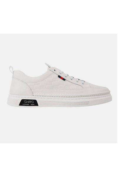 MARCOMEN Men's Comfortable Sole Rubber Laced Sneaker Real Leather Mc 19039 White