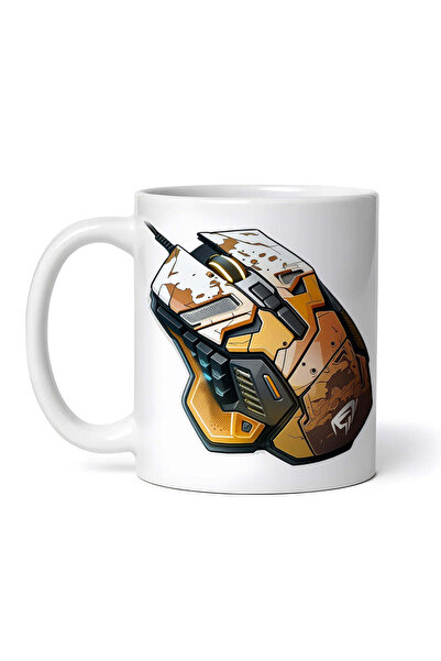 OEM Cană albă personalizată, mouse de gaming pictat abstract, INOVATIX®. 330ml