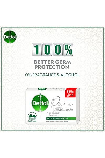 Dettol Pure Antibacterial Body Wash Unscented, 165g, Pack Of 4