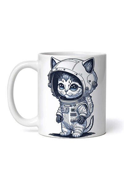 OEM Cană albă personalizată, pisicuță astronaută, INOVATIX®. 330ml