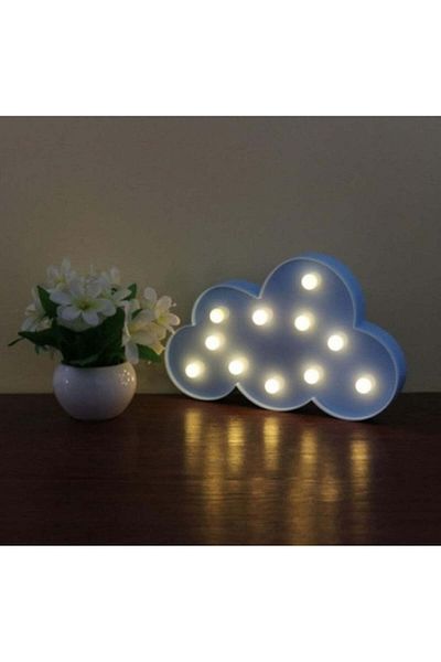 zola Lampa decorativa pentru camera copiilor, norisor, cu 11 leduri, 30x19 cm, albastra