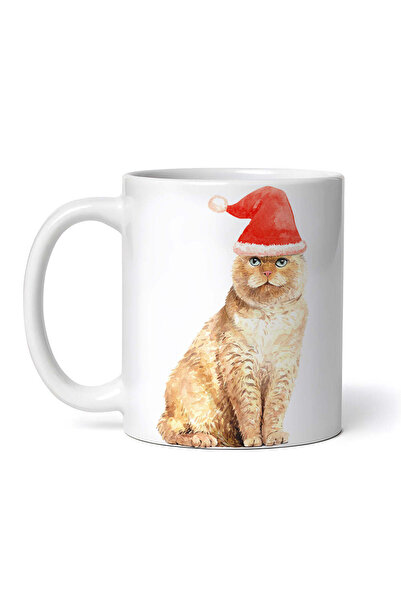 OEM Εξατομικευμένη λευκή κούπα, Γάτα έτοιμη για τα Χριστούγεννα, INOVATIX®. 3...