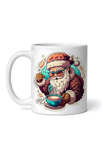 OEM Εξατομικευμένη λευκή κούπα, Κρύος Άγιος Βασίλης που πίνει καφέ, INOVATIX®...