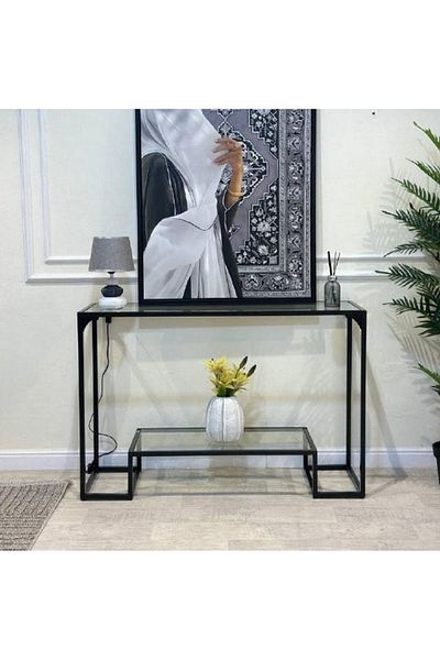 private house Elegant and modern glass entrance - black - 120x40x90cm