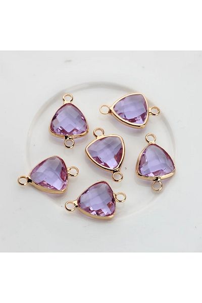 Choice Purple Crystal Glass Charms Copper Double Hole Connectors Glass Birthstone Charms Pendant 12pcs/lot