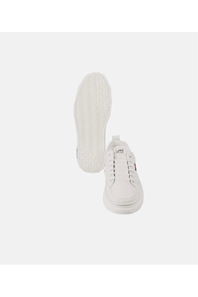 MARCOMEN Men's Comfortable Sole Rubber Laced Sneaker Real Leather Mc 19039 White