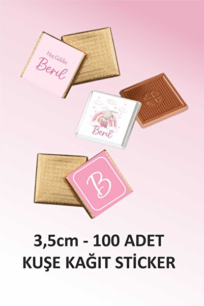 fırsatlar diyarı Tavşan Tema Kare Çikolata Etiketi - Parlak Kuşe Kesimli - 3,...