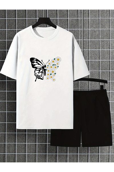 uyguntarz Σετ αθλητικής φόρμας Unisex PAPATYAKELEBEK με εμπριμέ μπλουζάκι