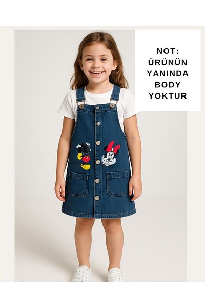 BIDI BIDI Rochie din denim cu buzunar dublu imprimat Gilet fetita 2/9 ani