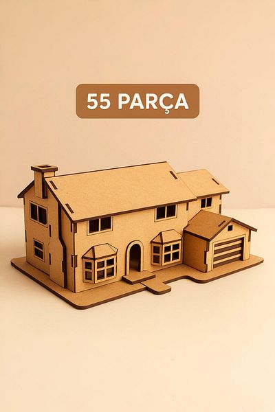 ALGWOOD 55 Piece Mdf Simpson House Model – Snap-On 3D Wooden Hobby and Model Toy