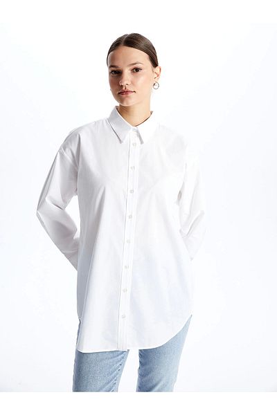LC Waikiki Γυναικείο πουκάμισο LCW Modest White Plain Poplin