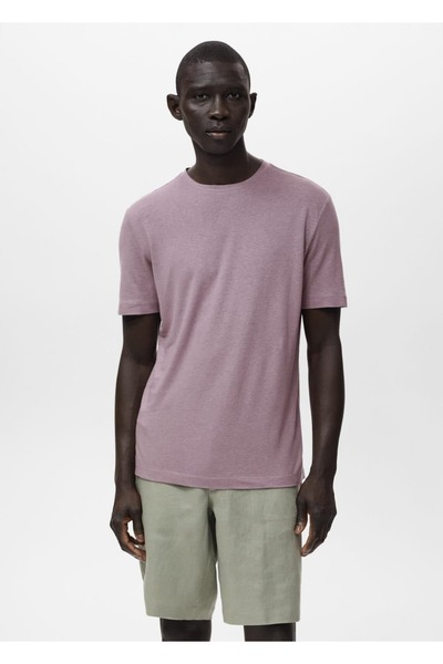 MANGO Man Slim fit keten tişört