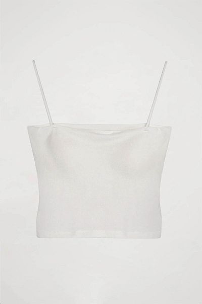 Quzu تي شيرت نسائي بدون أكمام من Crop Basic Ecru Atl00159