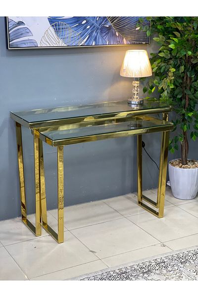 private house Gold glass steel entrance set