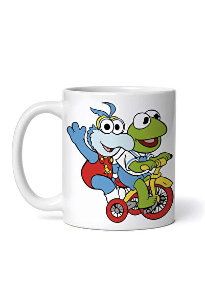 OEM Cană albă personalizată, Muppet Piggy și copiii Kermit pe bicicletă, INOV...