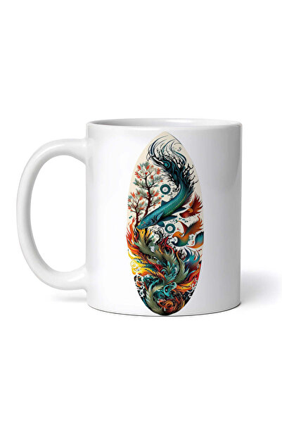 OEM Cană albă personalizată, placă de surf decorată cu motive marine, INOVATIX®. 330ml