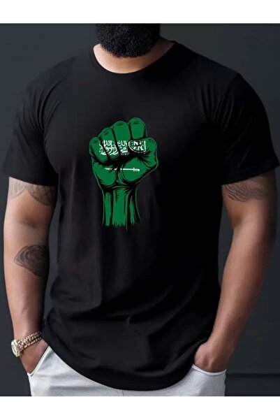 LAND MODA تي شيرت مطبوع عليه علم سعودي ملون للرجال - تي شيرت صيفي مريح بأكمام...