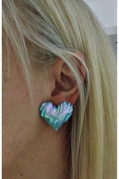 mos&more Blue Sparkly Heart Resin Earrings