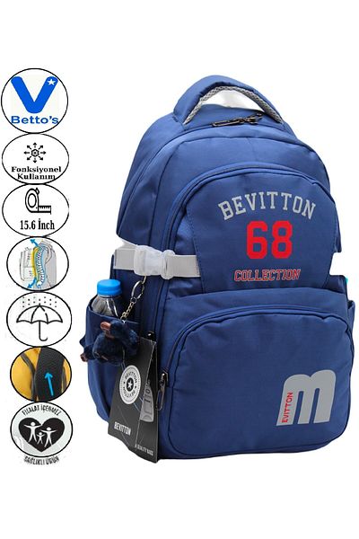 Harmela 34500 Daily School Backpack Unisex School Bag Navy Blue-Grey