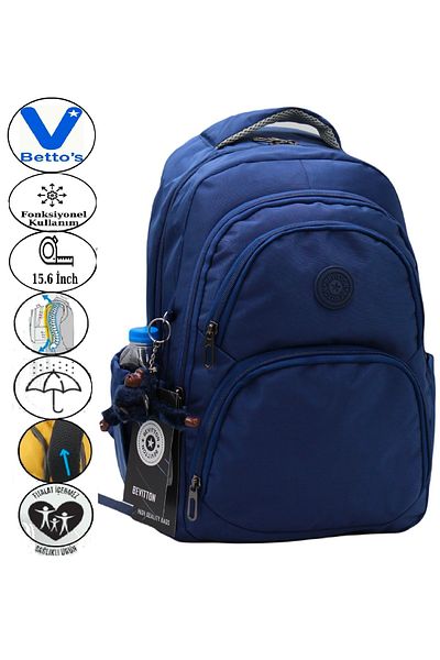 Harmela 34600 Water Resistant Casual School Backpack Unisex School Bag Navy Blue