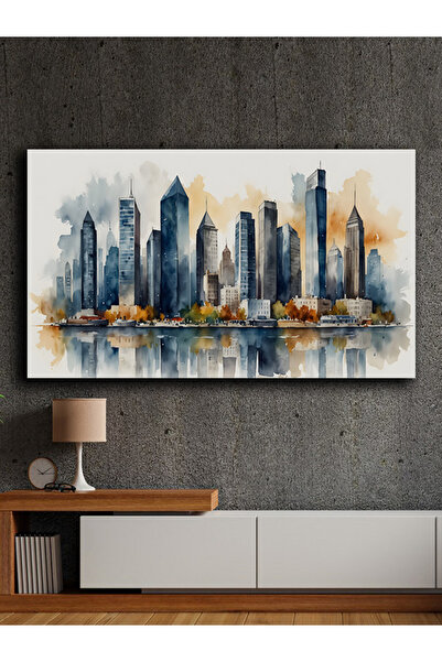 Şehzat Tekli Yatay Soyut Yağlı Boya Görünümlü Dekoratif Kanvas Duvar Tablosu