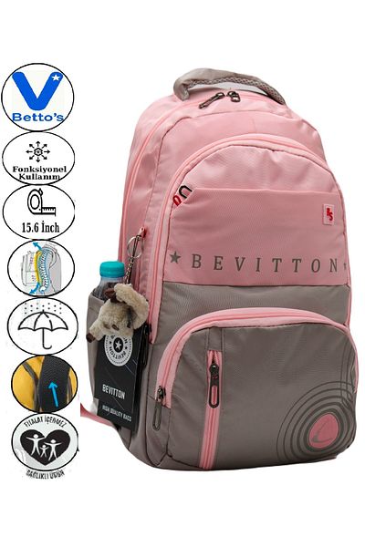 Harmela 34400 Water Resistant Casual Backpack Unisex School Bag Powder-Mink