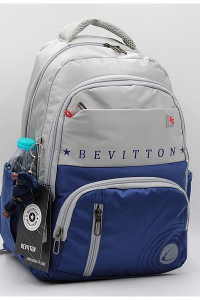 Harmela 34400 Water Resistant Casual Backpack Unisex School Bag Grey-Navy Blue