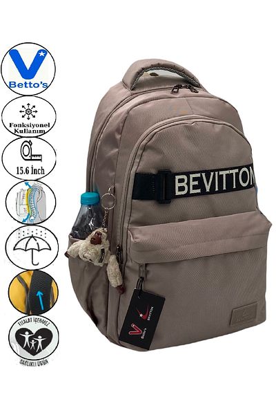 Harmela 34200 Water Resistant Daily School Backpack Unisex School Bag Mink