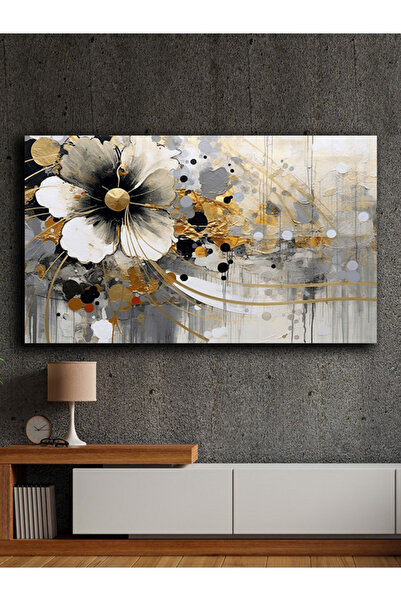 Decorative Canvas Wall Table with Single Horizontal Abstract Oil Painting Appearance