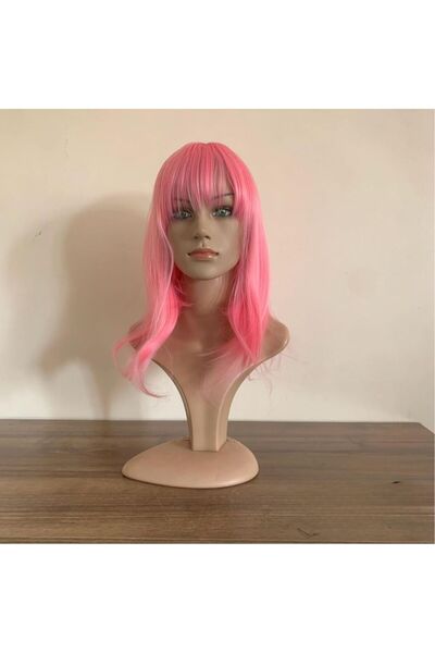 papatya peruk Pembe Kahküllü Orta Sentetik Peruk