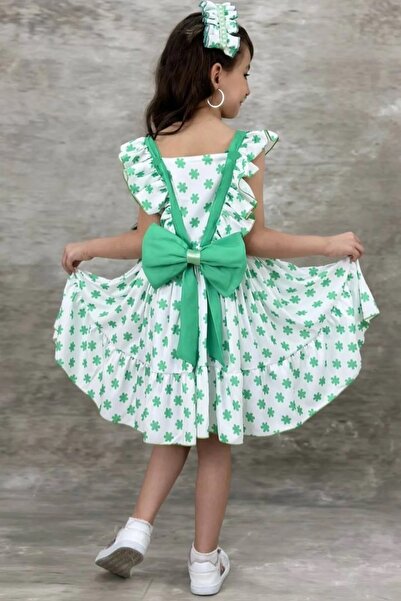 DeKuBaby Φόρεμα για κορίτσια με αγκράφα, λουλούδια και φιόγκο, φόρεμα για κορ...