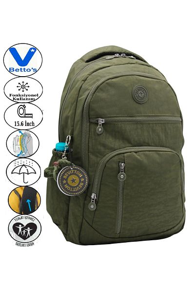 Harmela 1710 Water Resistant School Backpack Unisex Daily School Bag Khaki