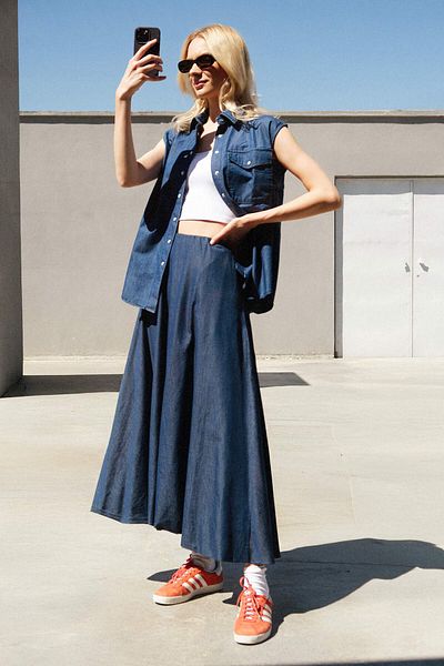 Touché Privé Denim Effect Balloon Skirt