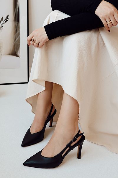 POLKA STORE Mind Pointed Toe V Low-Cut Back Open Stiletto Evening Dress Heeled Women's Shoes