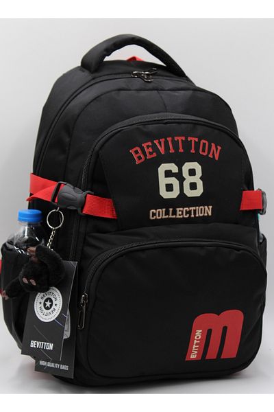 Harmela 34500 Daily School Backpack Unisex School Bag Black-Red