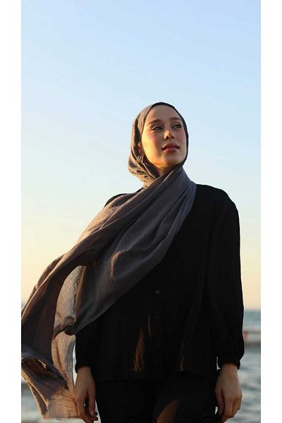 Modakaşmir Neo Cotton Shawl Dark Gray Color