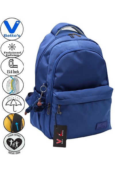 Harmela 34100 Water Resistant Daily School Backpack Unisex School Bag Navy Blue