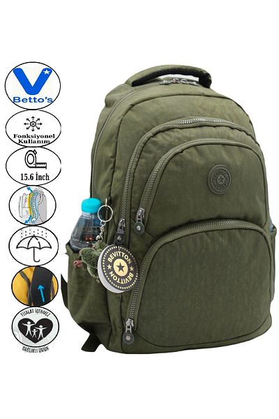 Harmela 34600 Water Resistant Casual School Backpack Unisex School Bag Khaki