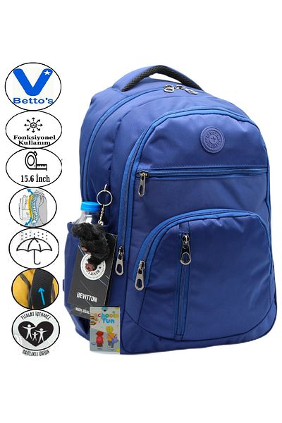 Harmela 1710 Water Resistant School Backpack Unisex Daily School Bag Navy Blue