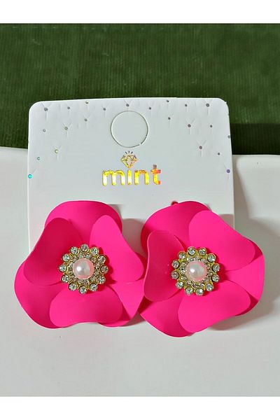 mos&more Colorful Flower Jewelled Women's Earrings