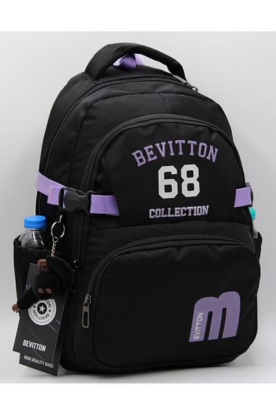 Harmela 34500 Daily School Backpack Unisex School Bag Black-Plum
